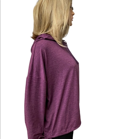 Gap fit brushed tech jerseys pullover sweatshirts side tie hoodie purple size L - Picture 2 of 14